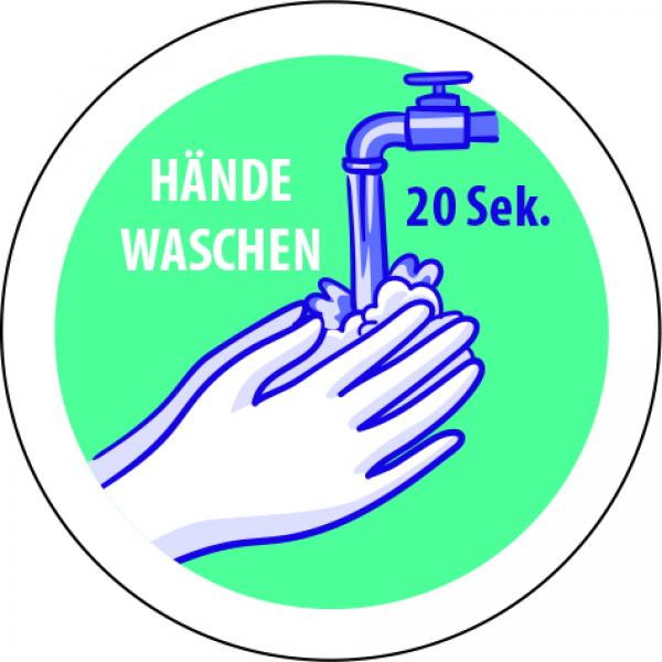 Corona Aufkleber Hände waschen